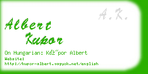 albert kupor business card